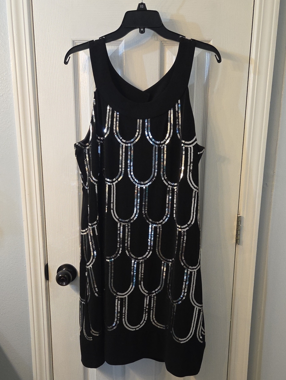 Scarlett Nite Black Sequin Arch-Pattern Mini Dress